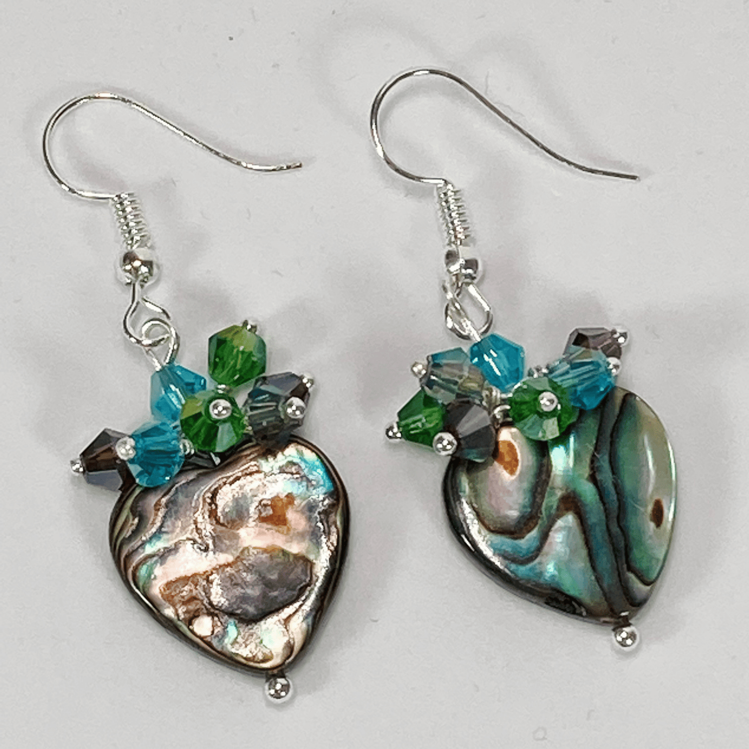 Handmade Abalone Gemstone Heart Earrings