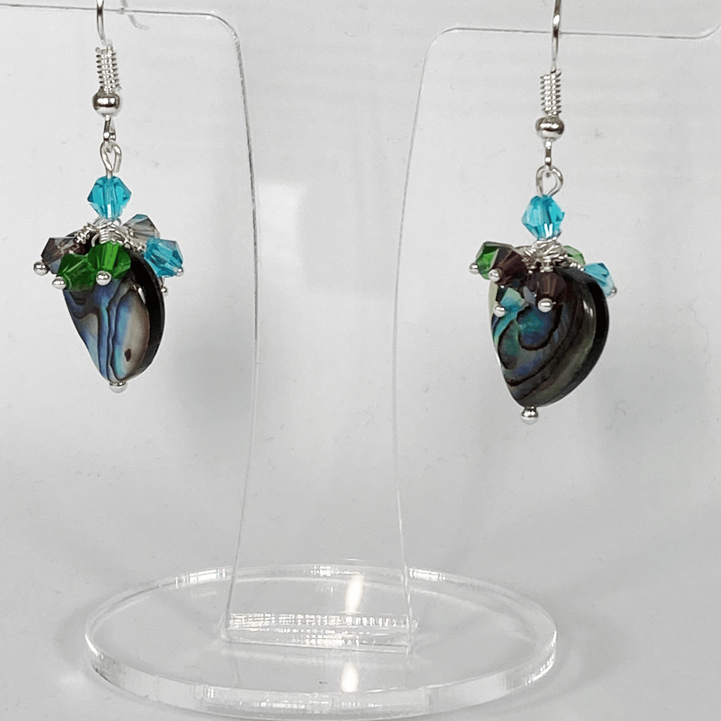 Handmade Abalone Gemstone Heart Earrings