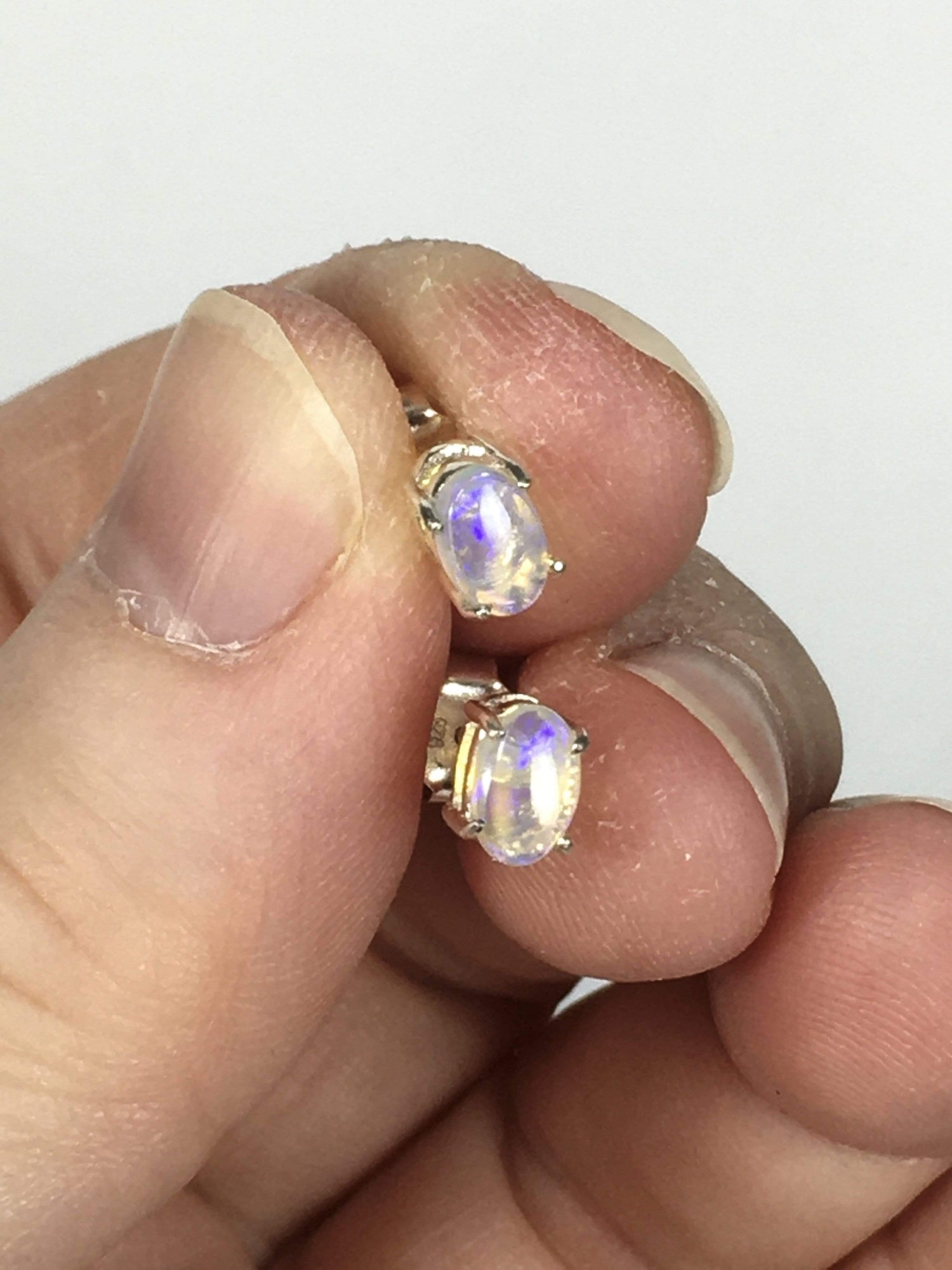 Handmade Sterling Silver Coober Pedy Opal Gemstone Stud Earrings | Jewelz Galore
