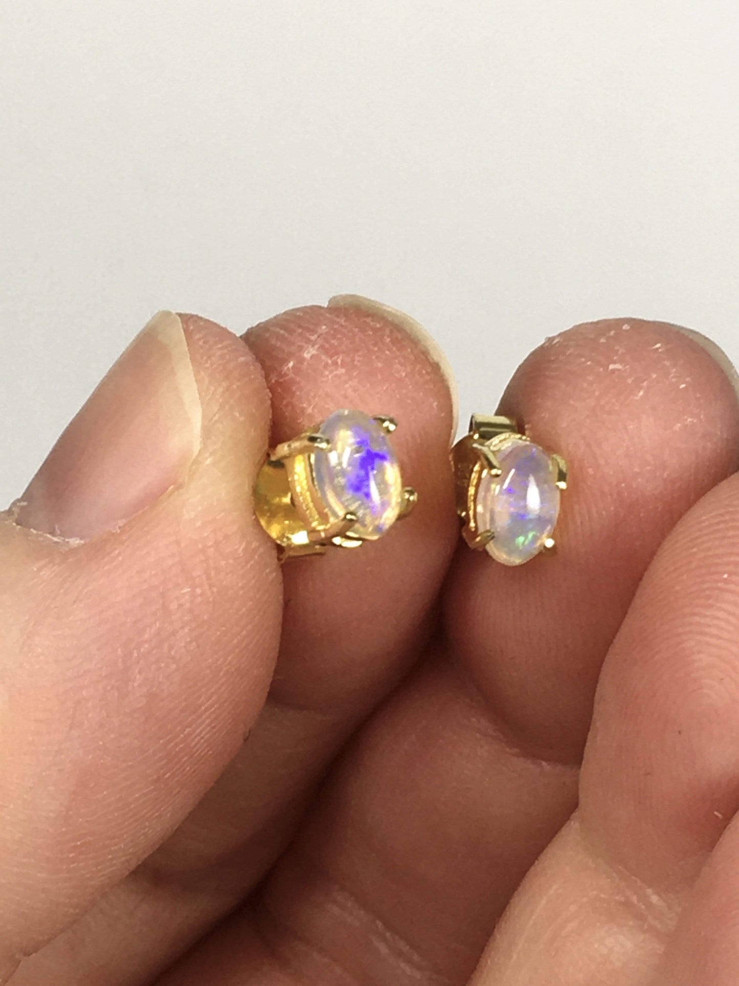 Handmade Sterling Silver Coober Pedy Opal Gemstone Stud Earrings | Jewelz Galore