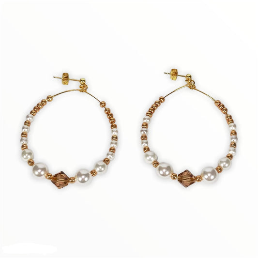 Handmade Shell Pearl hoop earrings