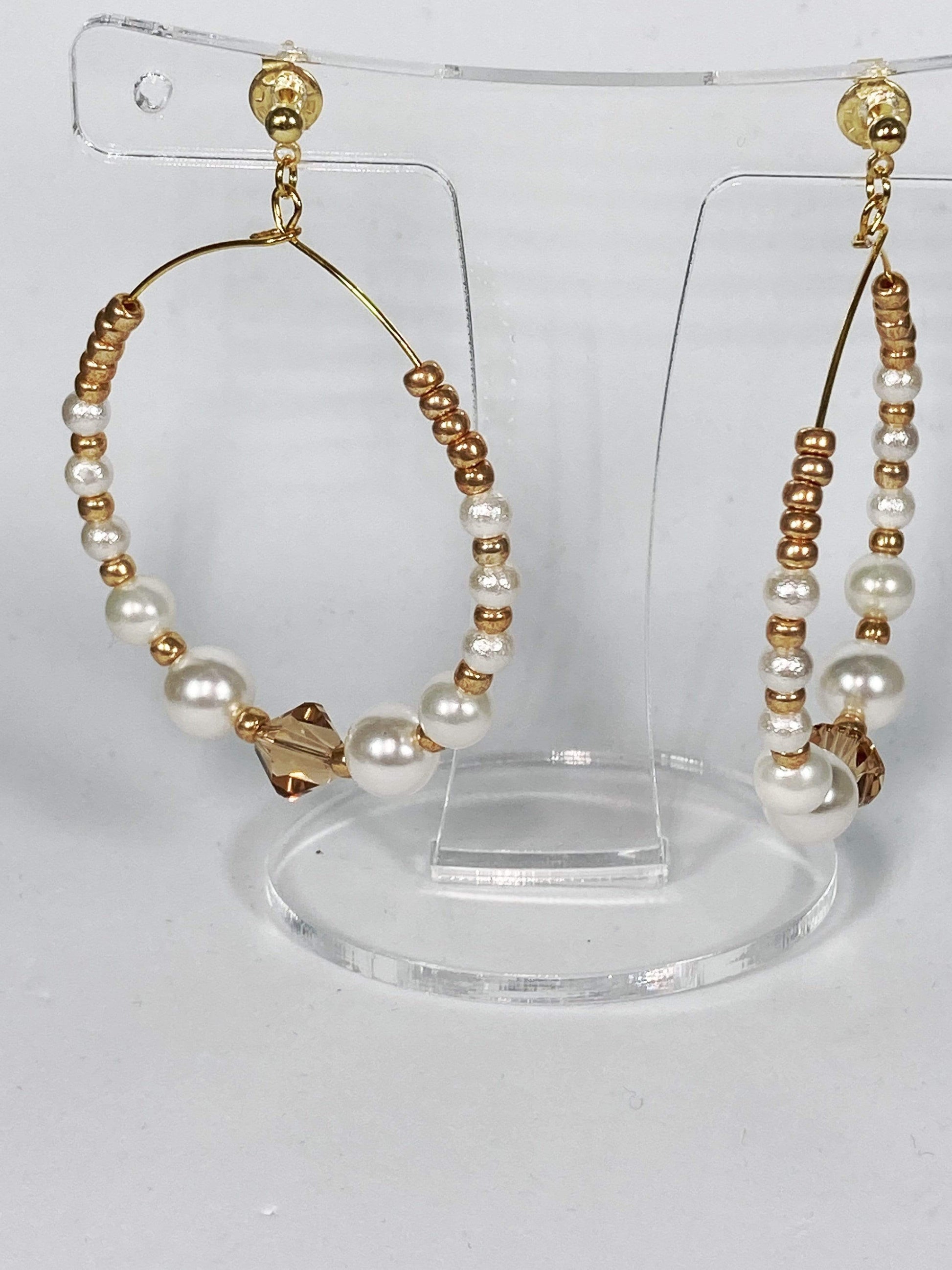Earrings Pearl Hoop Earrings Jewelz Galore Pearl Hoop Earrings | Jewelz Galore | Artisan Jewellery | Cambridge UK