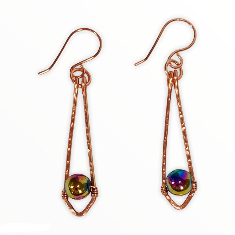 Handmade Rainbow Hematite Gemstone Earrings