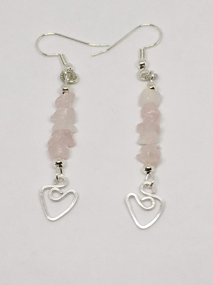 Gemstone Dangle Heart Earrings