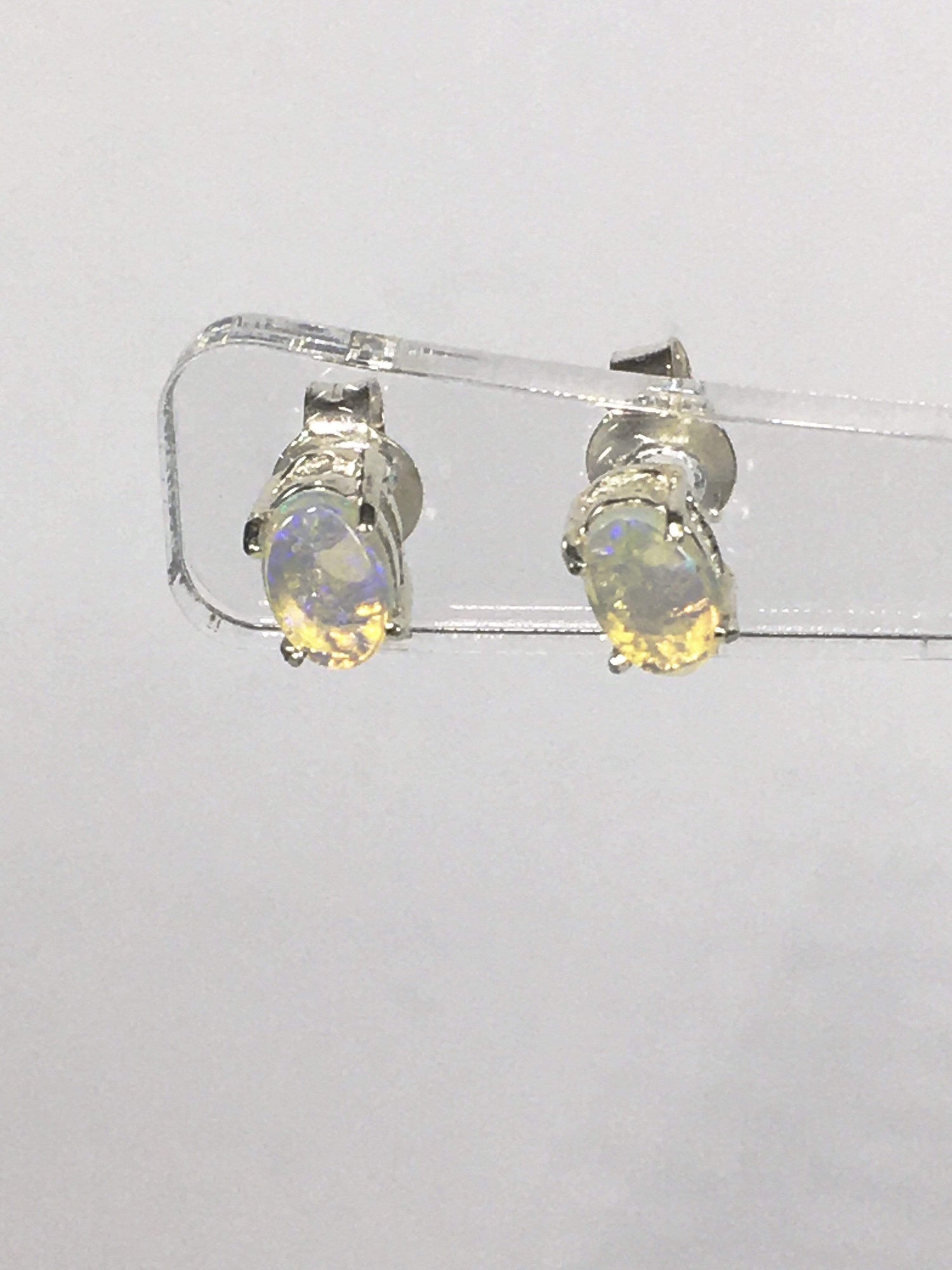 Handmade Sterling Silver Coober Pedy Opal Gemstone Stud Earrings | Jewelz Galore