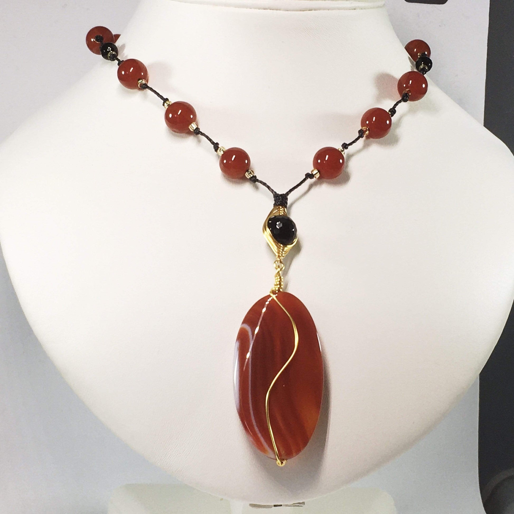 Necklace Agate Knotted Pendant Necklace Jewelz Galore Agate Gemstone Knotted Pendant Necklace | Jewelz Galore | Jewellery