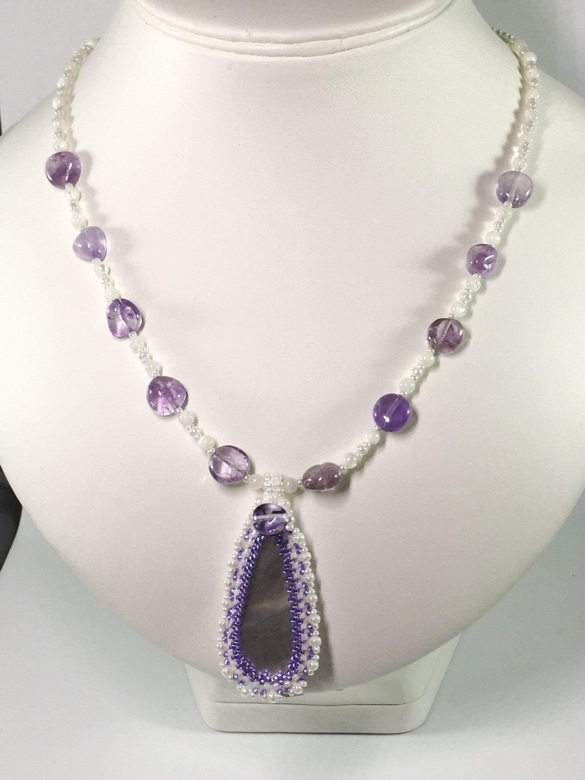 Necklace Amethyst And Mother Of Pearl Necklace Jewelz Galore Handmade Mother Of Pearl Necklace | Jewelz Galore | Jewellery Online