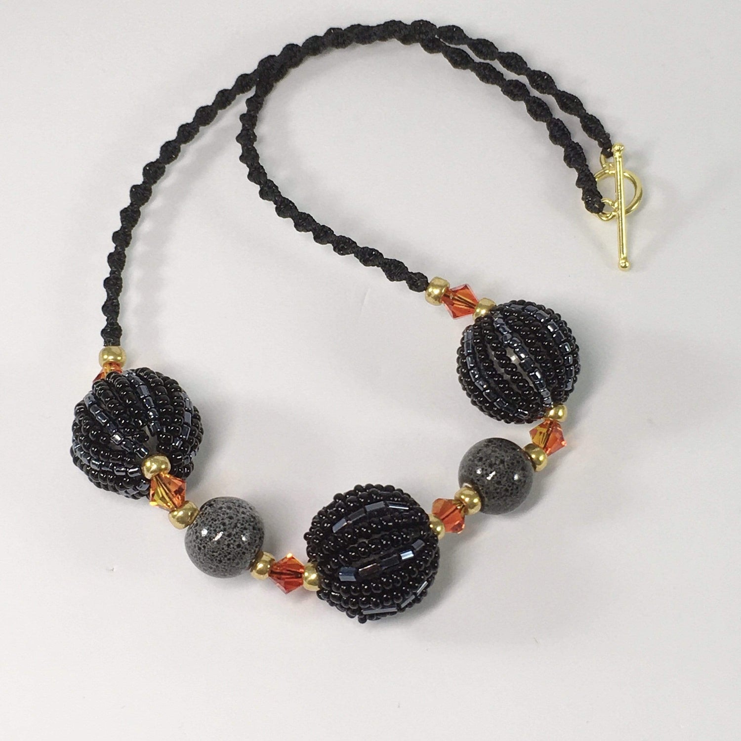 Handmade Beaded Macrame Necklace 