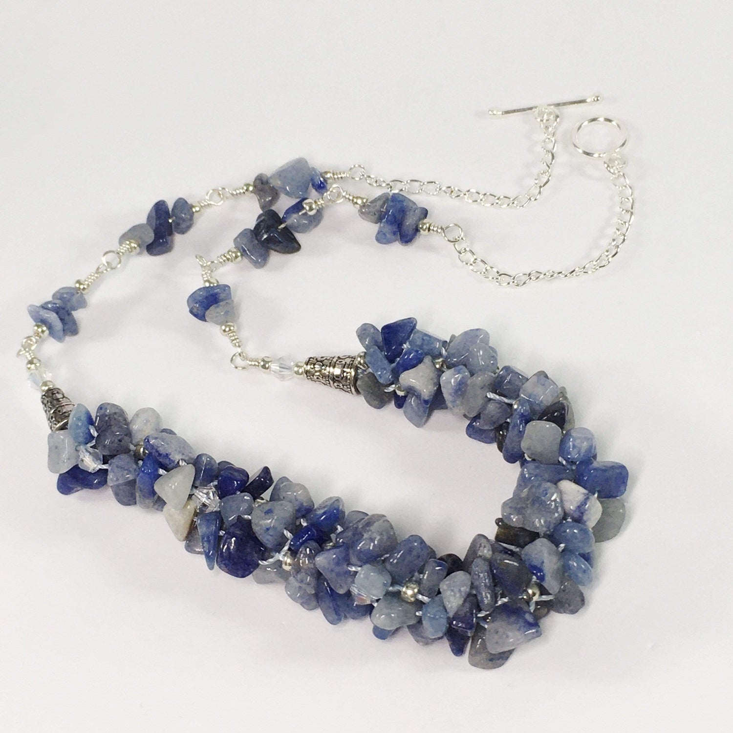 Handmade Blue Aventurine Kumihimo Gemstone Necklace