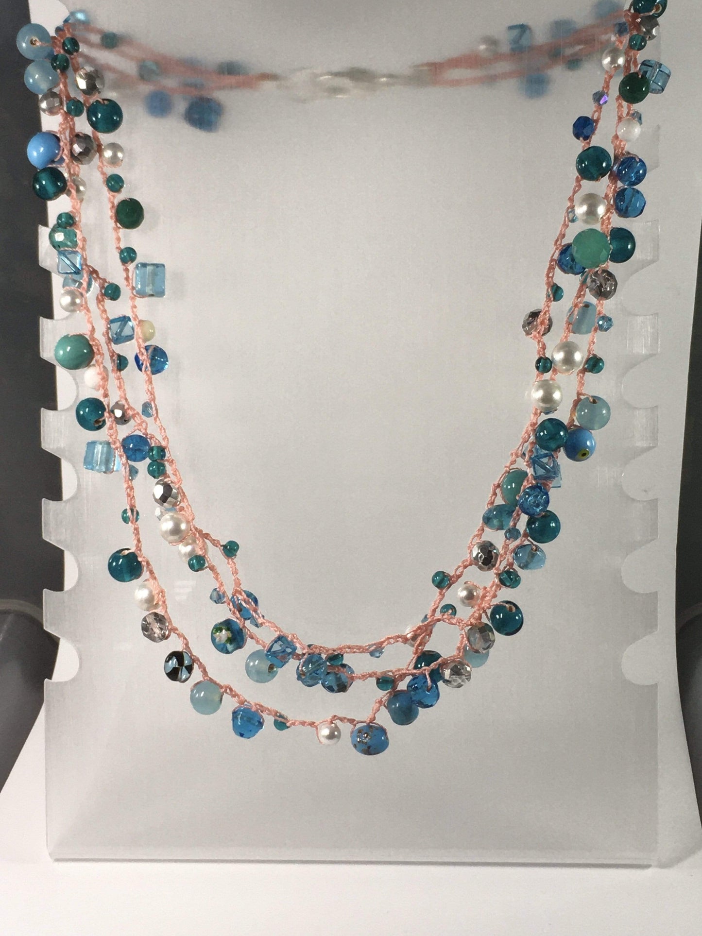 Necklace Blue Beaded Crochet Necklace Jewelz Galore Blue Beaded Crochet Necklace | Jewelz Galore | Handmade Jewellery