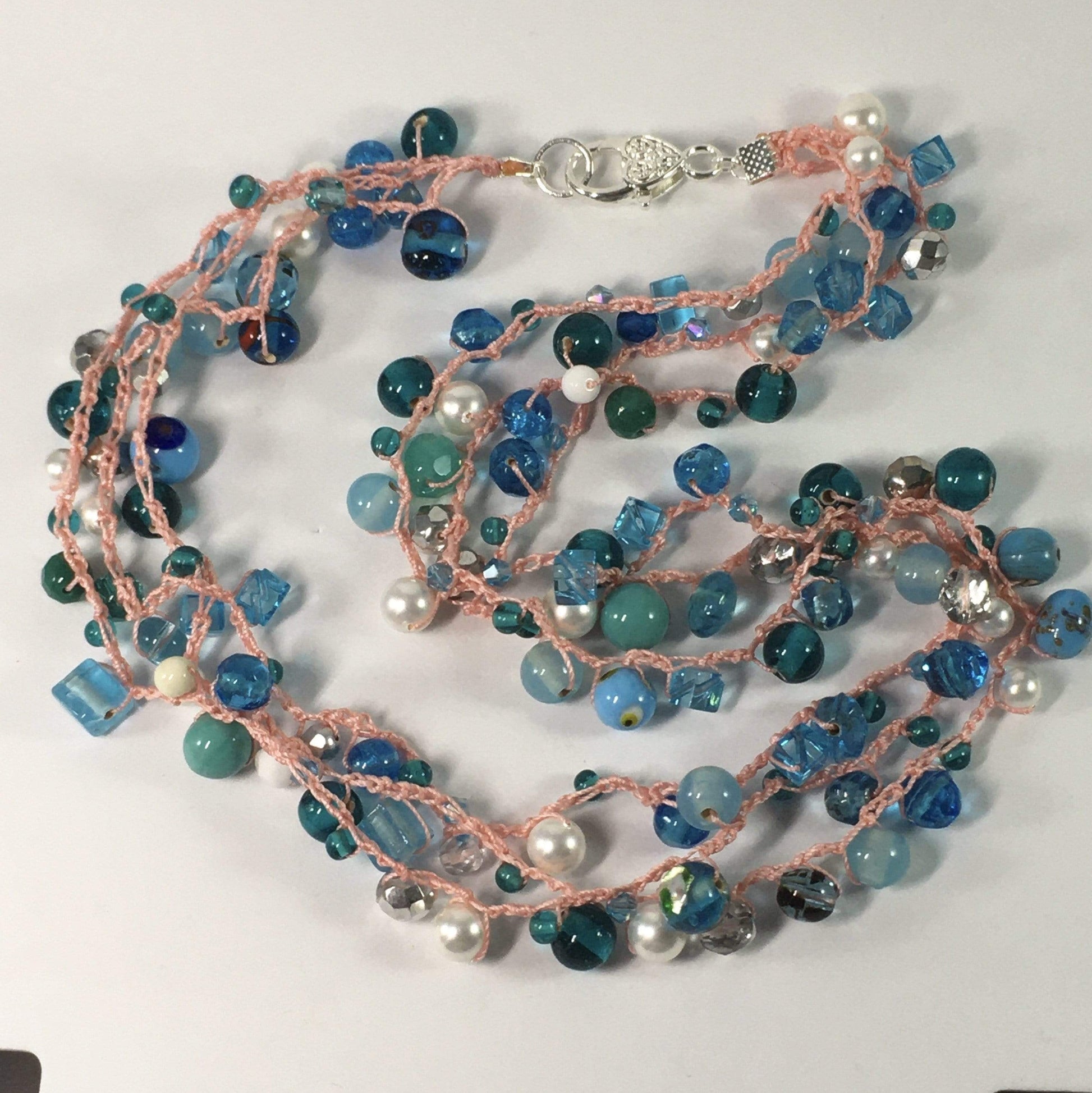 Necklace Blue Beaded Crochet Necklace Jewelz Galore Blue Beaded Crochet Necklace | Jewelz Galore | Handmade Jewellery