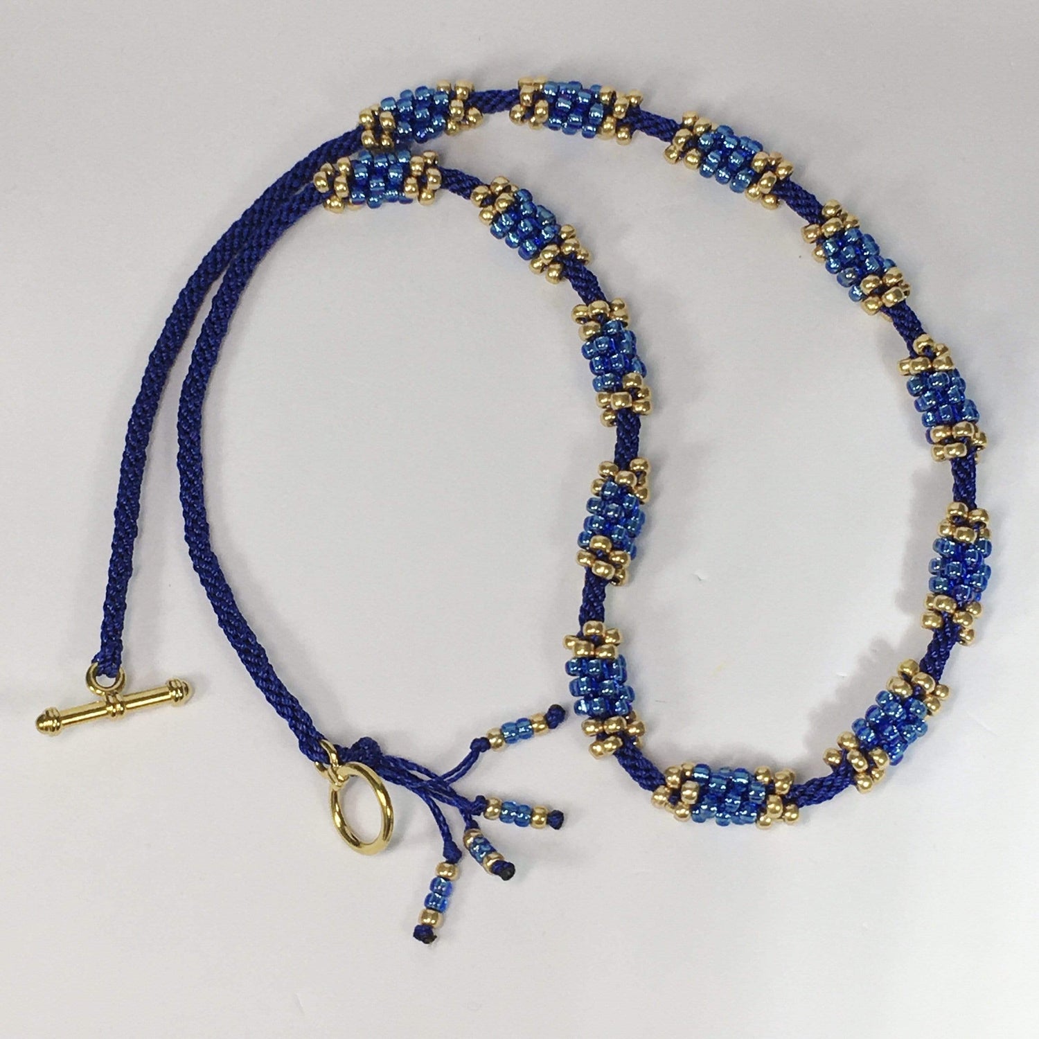 Handmade Beaded Kumihimo Necklace Blue