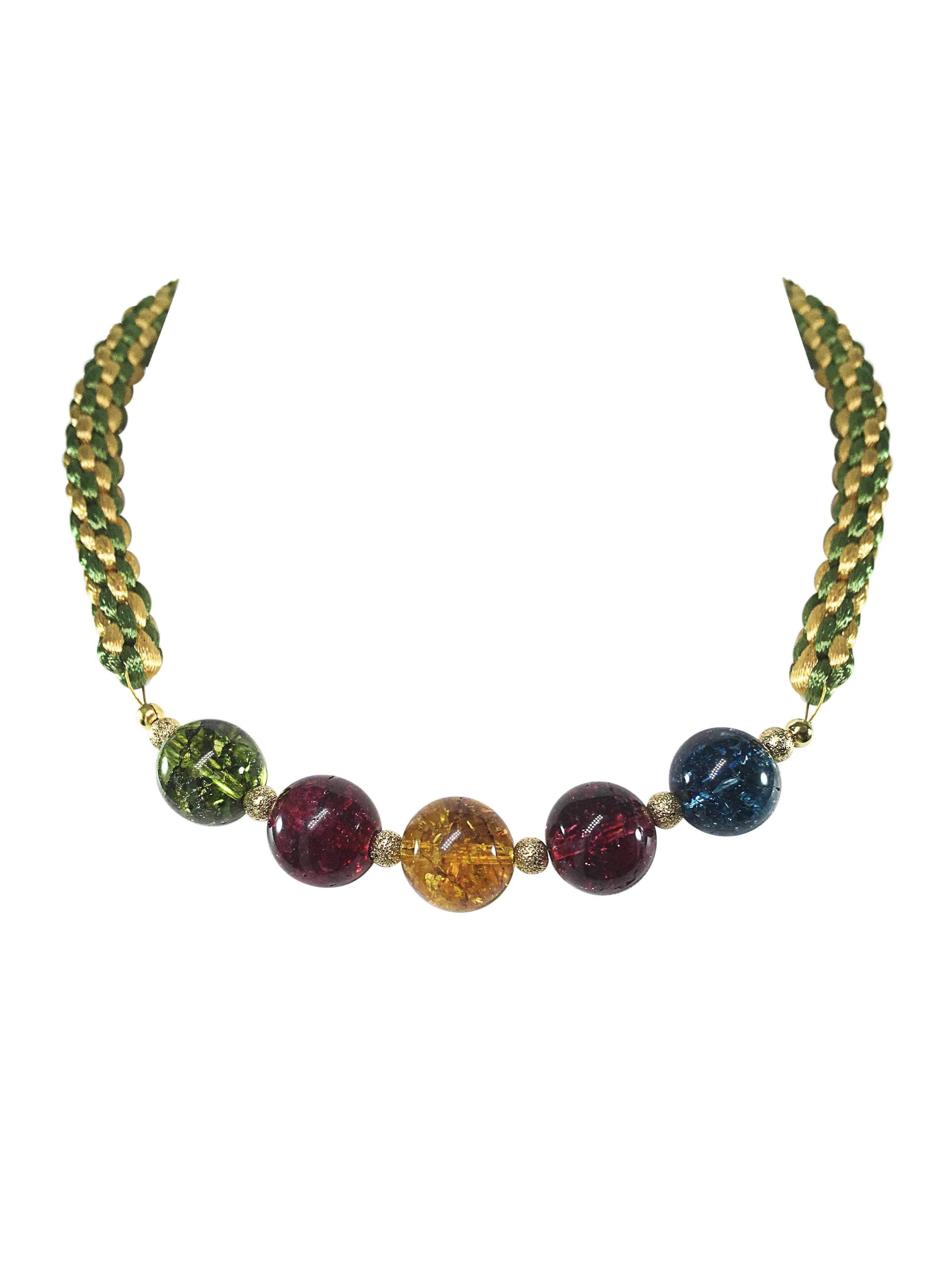 Handmade Multi Coloured Quartz Gemstone Kumihimo Necklace  | Jewelz Galore