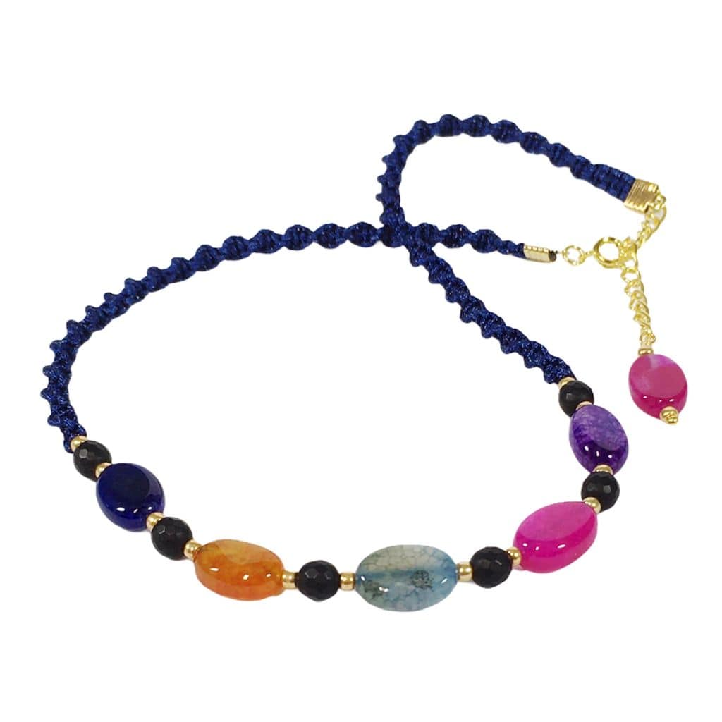 Necklace Multi Coloured Agate Macrame Necklace Jewelz Galore Multi Coloured Agate Gemstone Necklace | Jewelz Galore | Jewellery