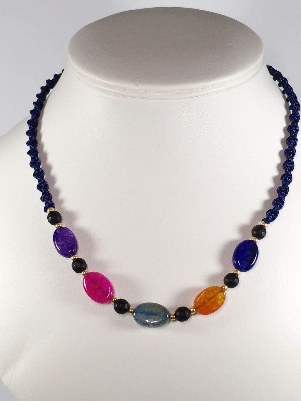 Handmade Multi Coloured Agate Gemstone Macrame Necklace | Jewelz Galore