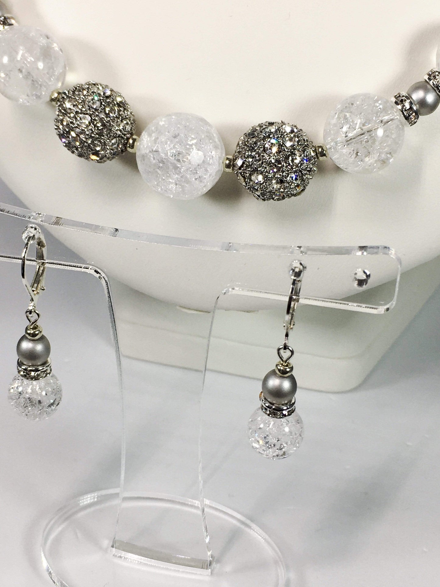 Handmade Crackled Quartz Gemstone And Kumihimo Necklace Set