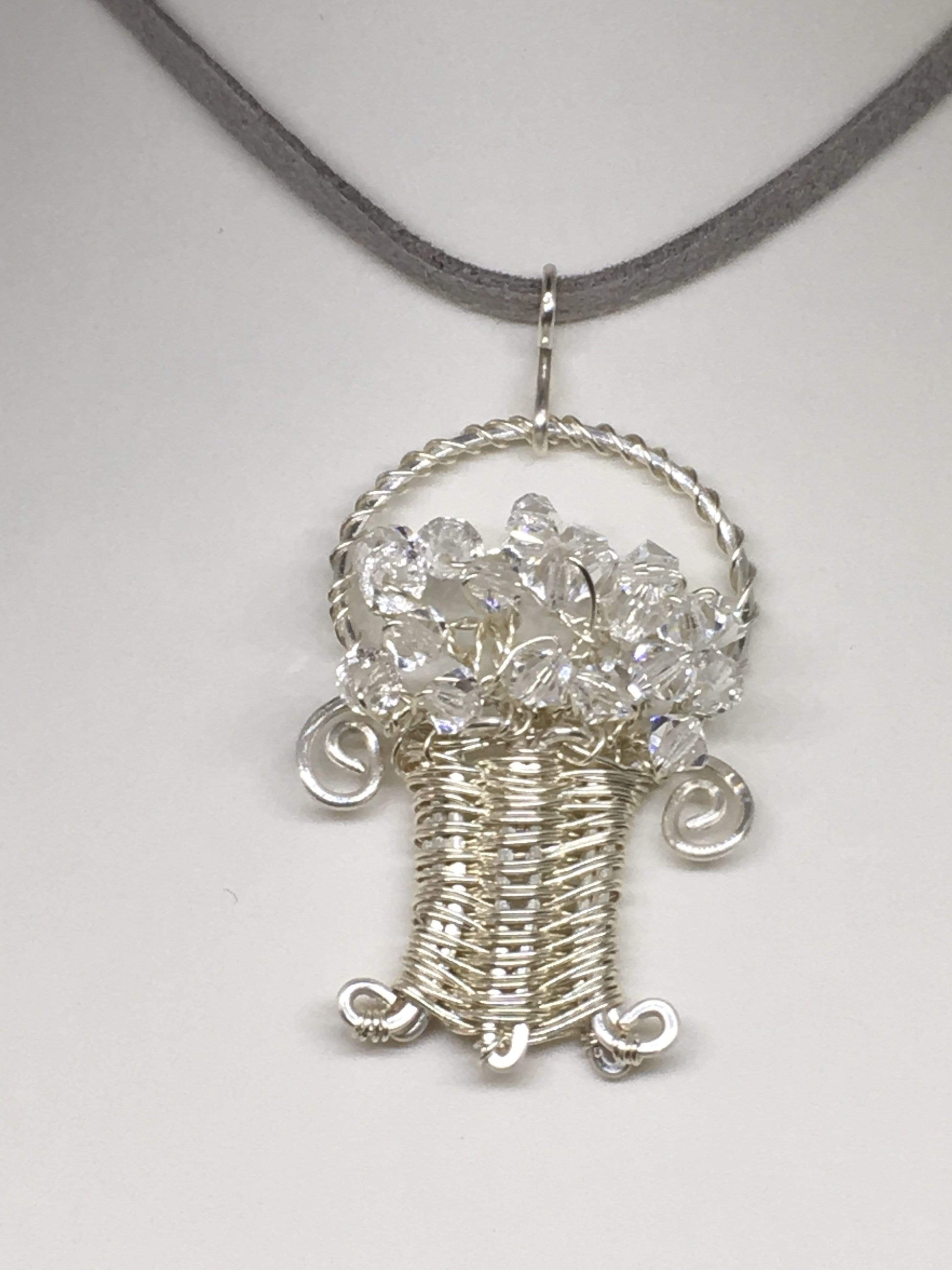 Necklace Crystal Flower Basket Pendant Jewelz Galore Flower Basket Pendant | Jewelz Galore | Jewellery