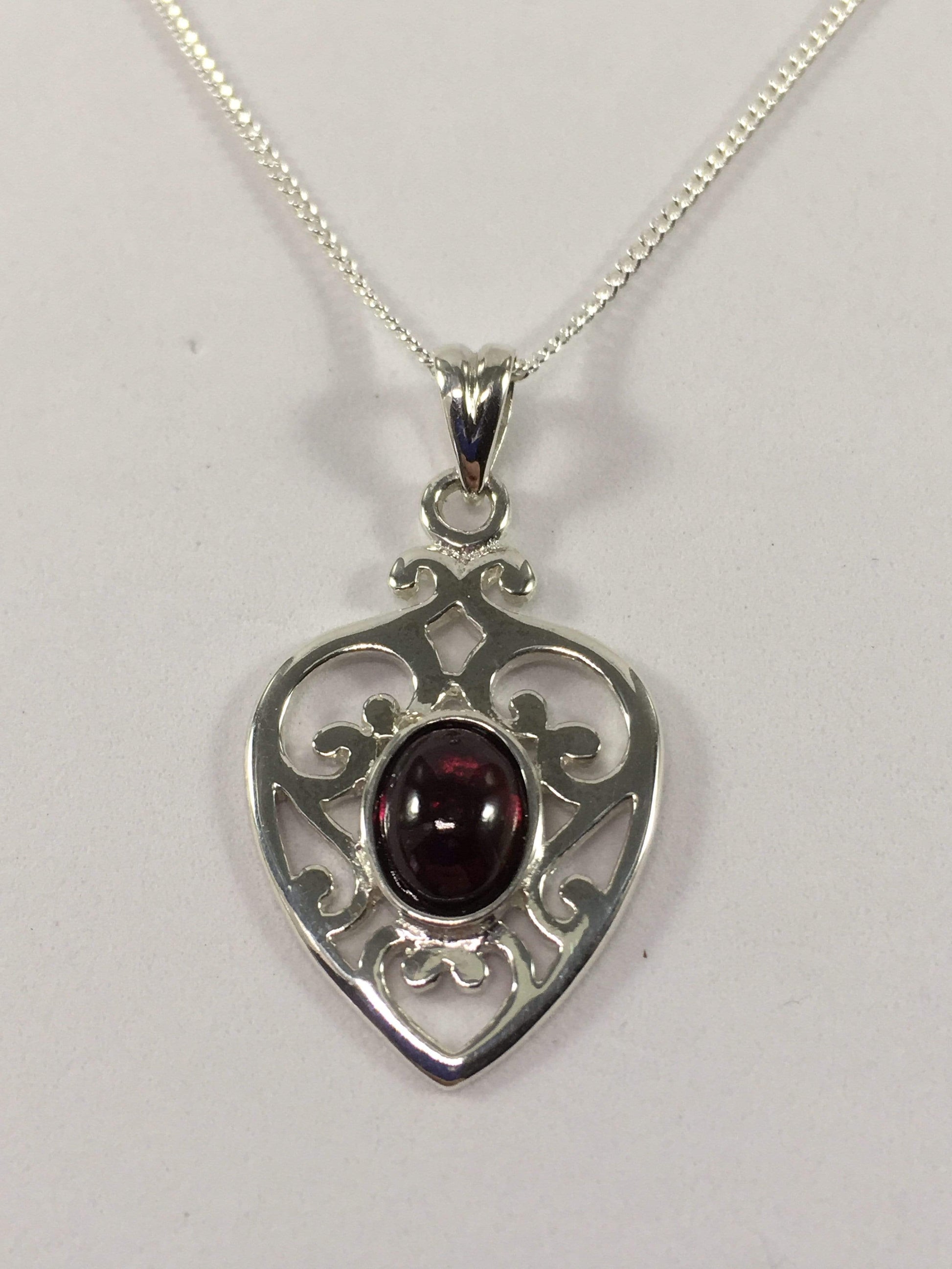 Necklace Garnet Filigree Heart Necklace Jewelz Galore Garnet Heart Necklace | Jewelz Galore | Jewellery