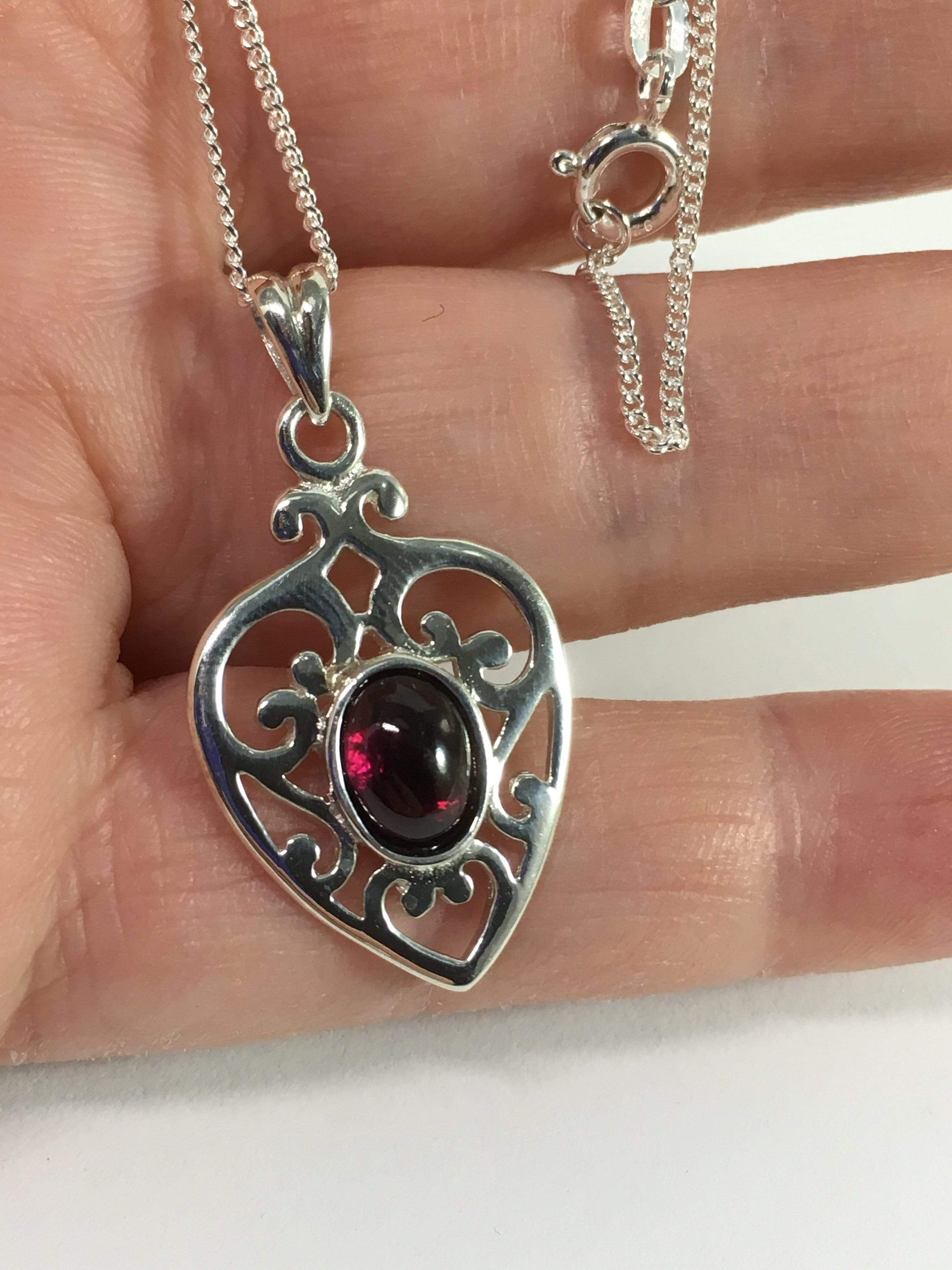 Necklace Garnet Filigree Heart Necklace Jewelz Galore Garnet Heart Necklace | Jewelz Galore | Jewellery