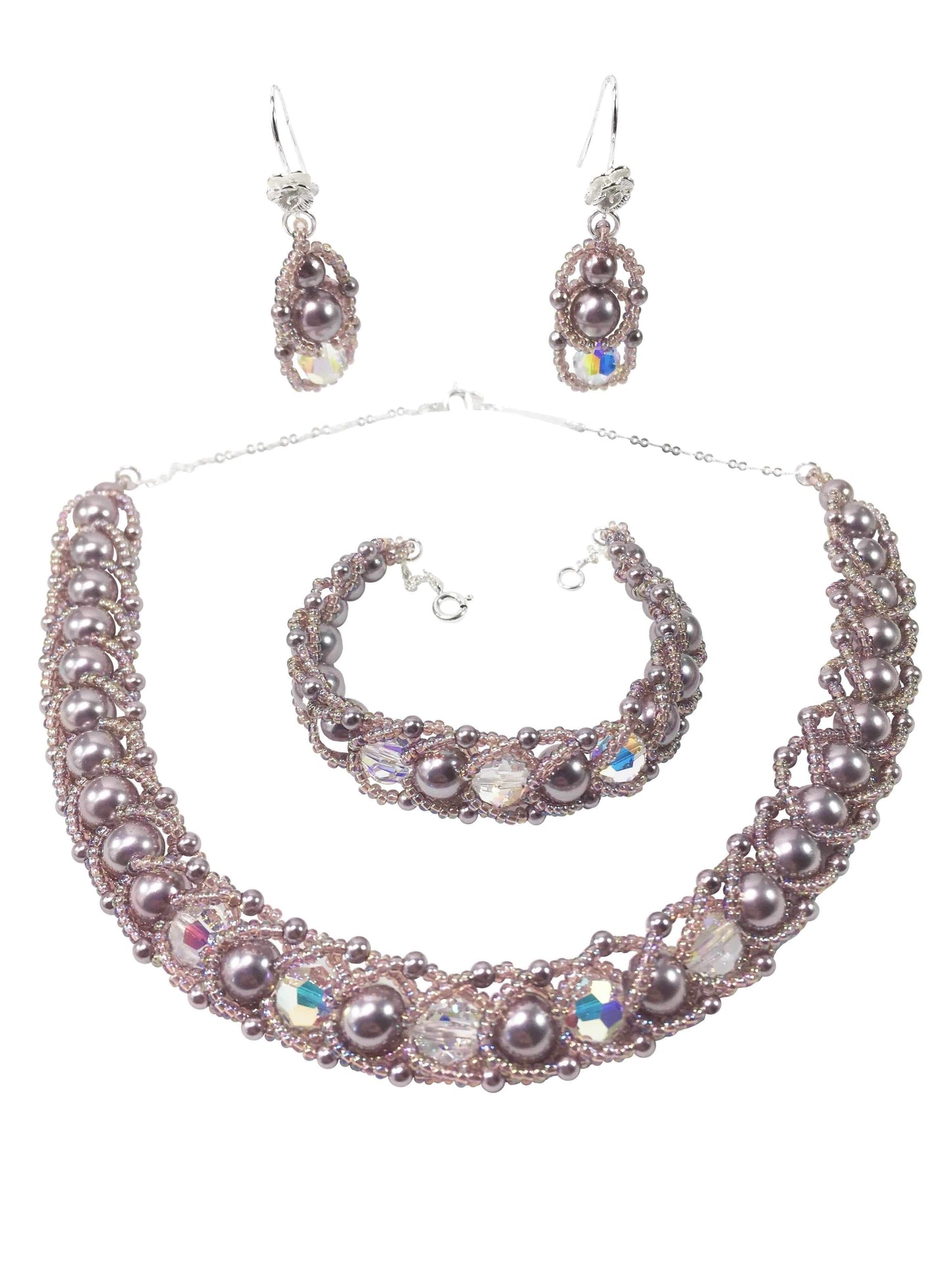 Necklace Mauve Shell Pearl Bridal Set Jewelz Galore Buy Mauve Pearl Bridal Set | Jewelz Galore | Artisan Jewellery