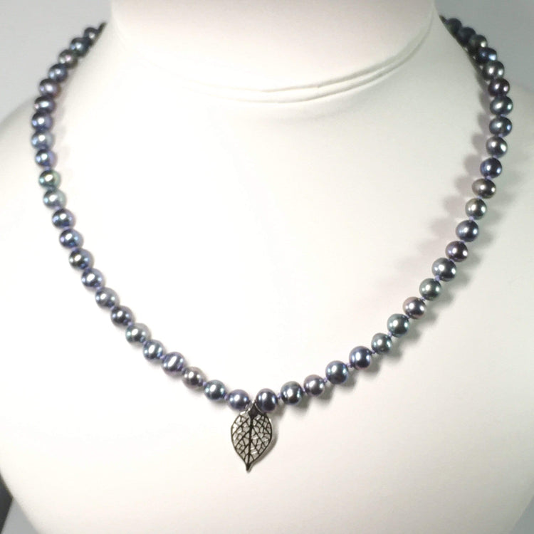Handmade Peacock Freshwater Pearl Necklace With Sterling Silver