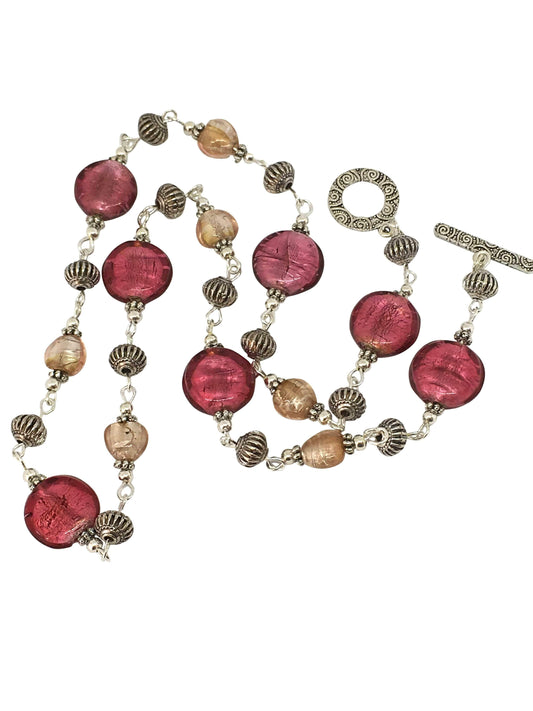 Necklace Pink Lampwork Disc Necklace Jewelz Galore Lampwork Bead Necklace | Jewelz Galore | Jewellery