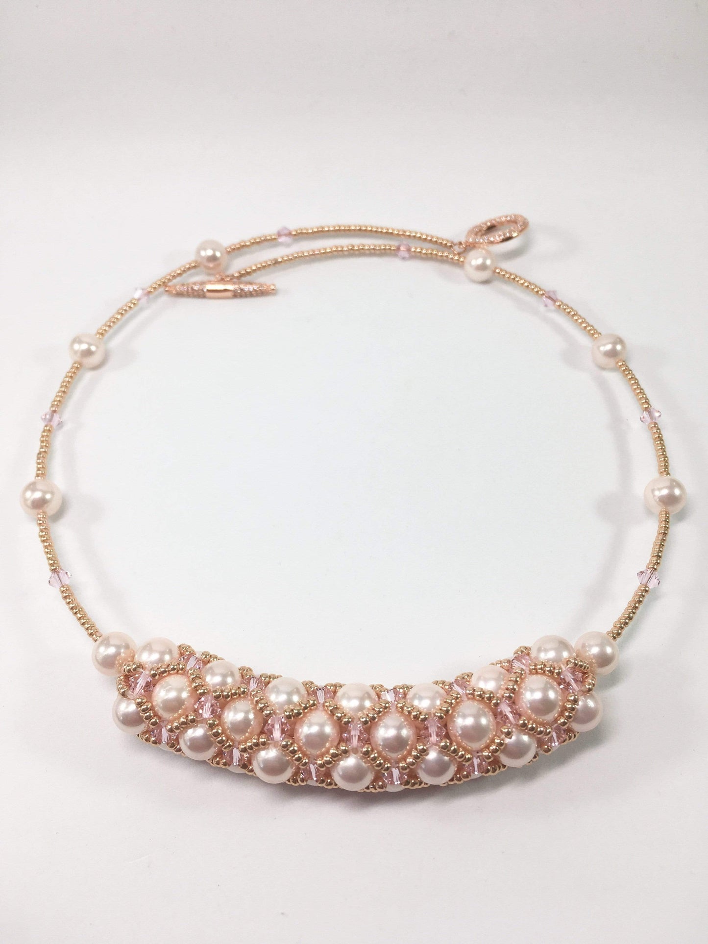 Necklace Pink Shell Pearl Netted Bridal Necklace Jewelz Galore Shell Pearl Bridal Necklace | Jewelz Galore | Jewellery