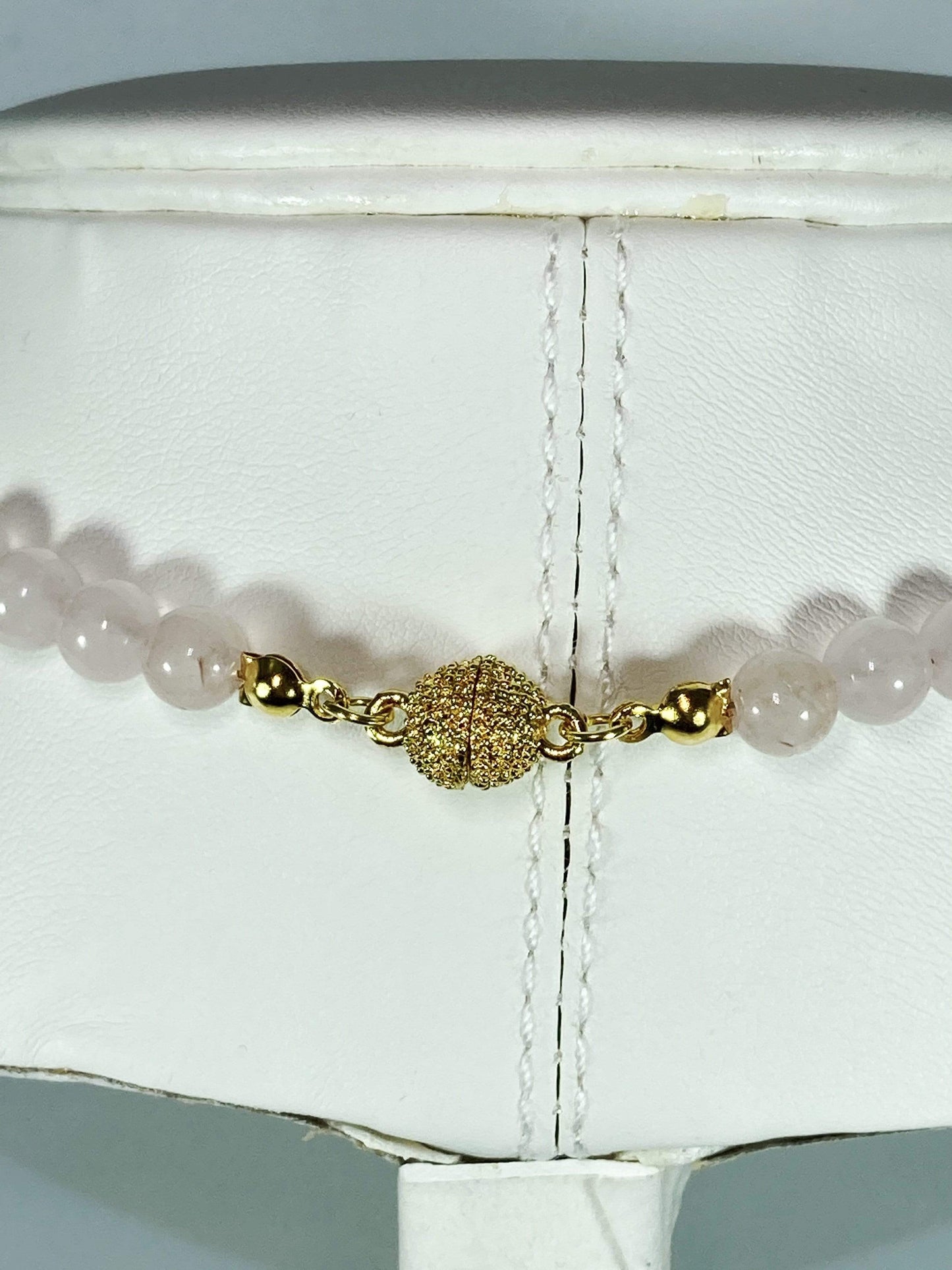 Handmade Rose Quartz And Peridot Gemstone Necklace Set Magnetic Clasp