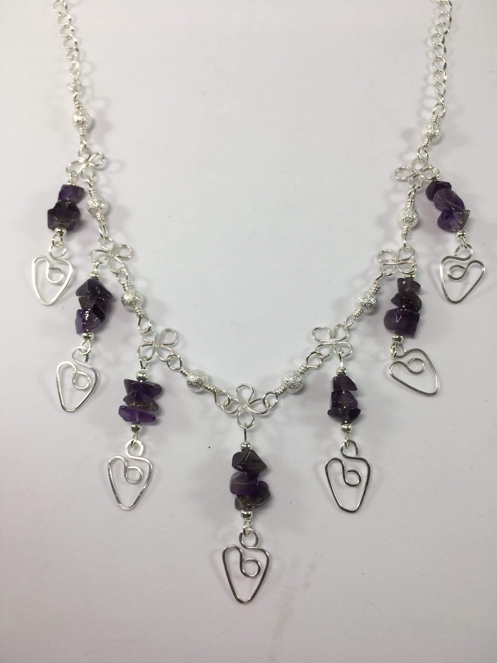 Necklace Silver Plated / Amethyst Gemstone Dangle Heart Necklace Jewelz Galore Gemstone Heart Necklace | Jewelz Galore | Cambridge