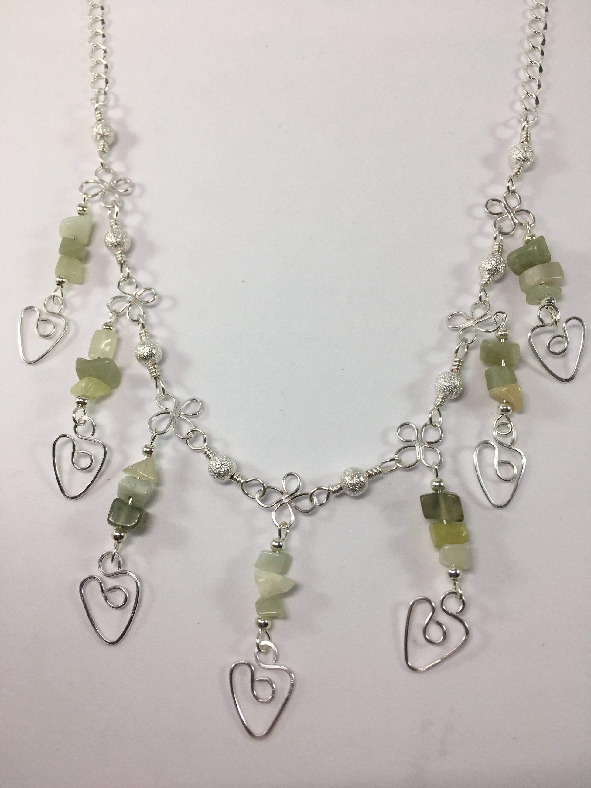 Necklace Silver Plated / Soo Chow Jade Gemstone Dangle Heart Necklace Jewelz Galore Gemstone Heart Necklace | Jewelz Galore | Cambridge