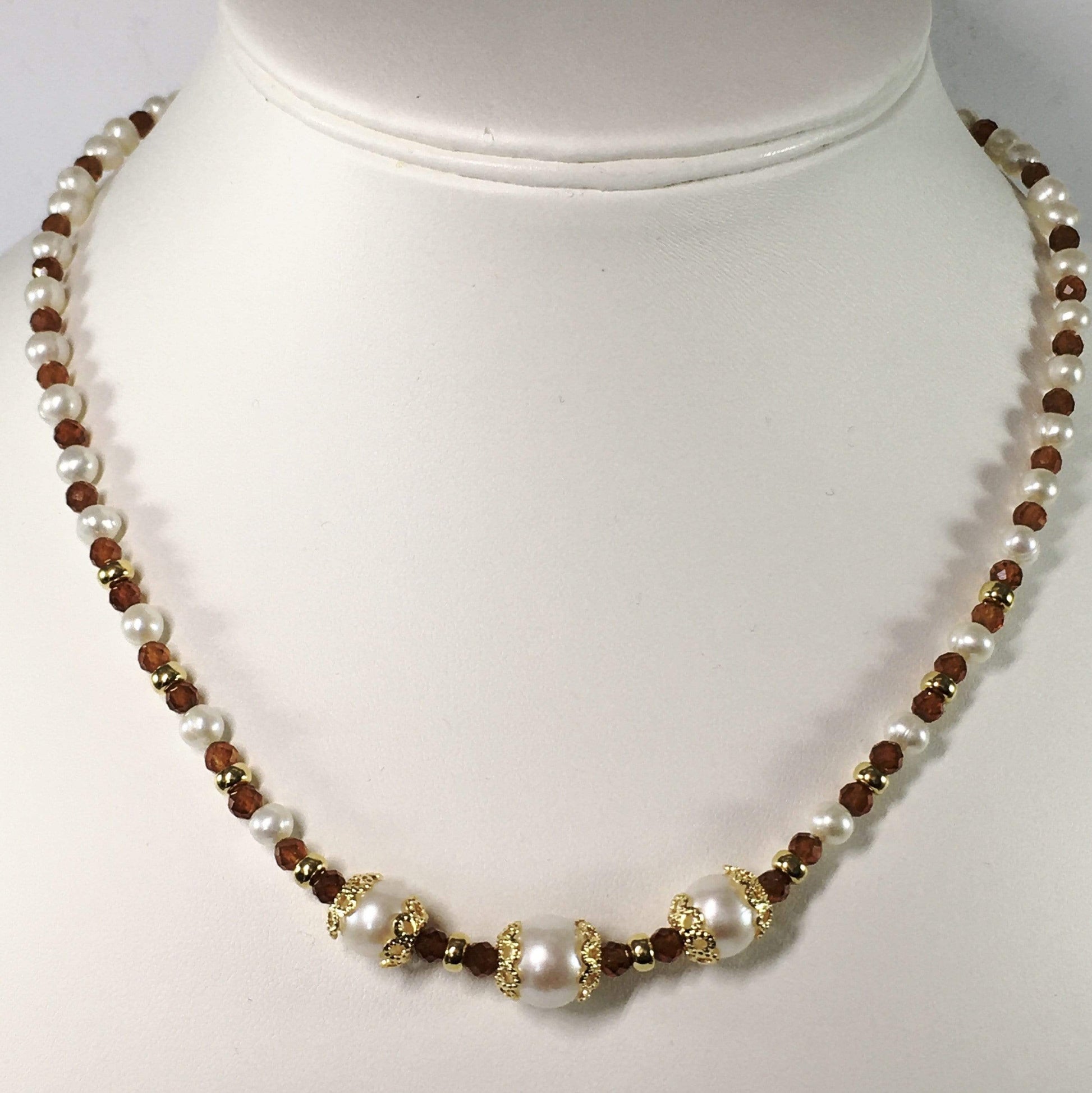 Necklace Spessartite Garnet And Freshwater Pearl Necklace Set Jewelz Galore Spessartite Garnet Necklace | Jewelz Galore | Jewellery