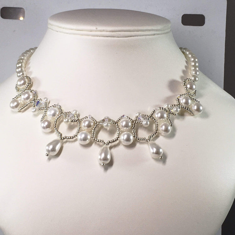 White Shell Pearl Bridal Necklace Set